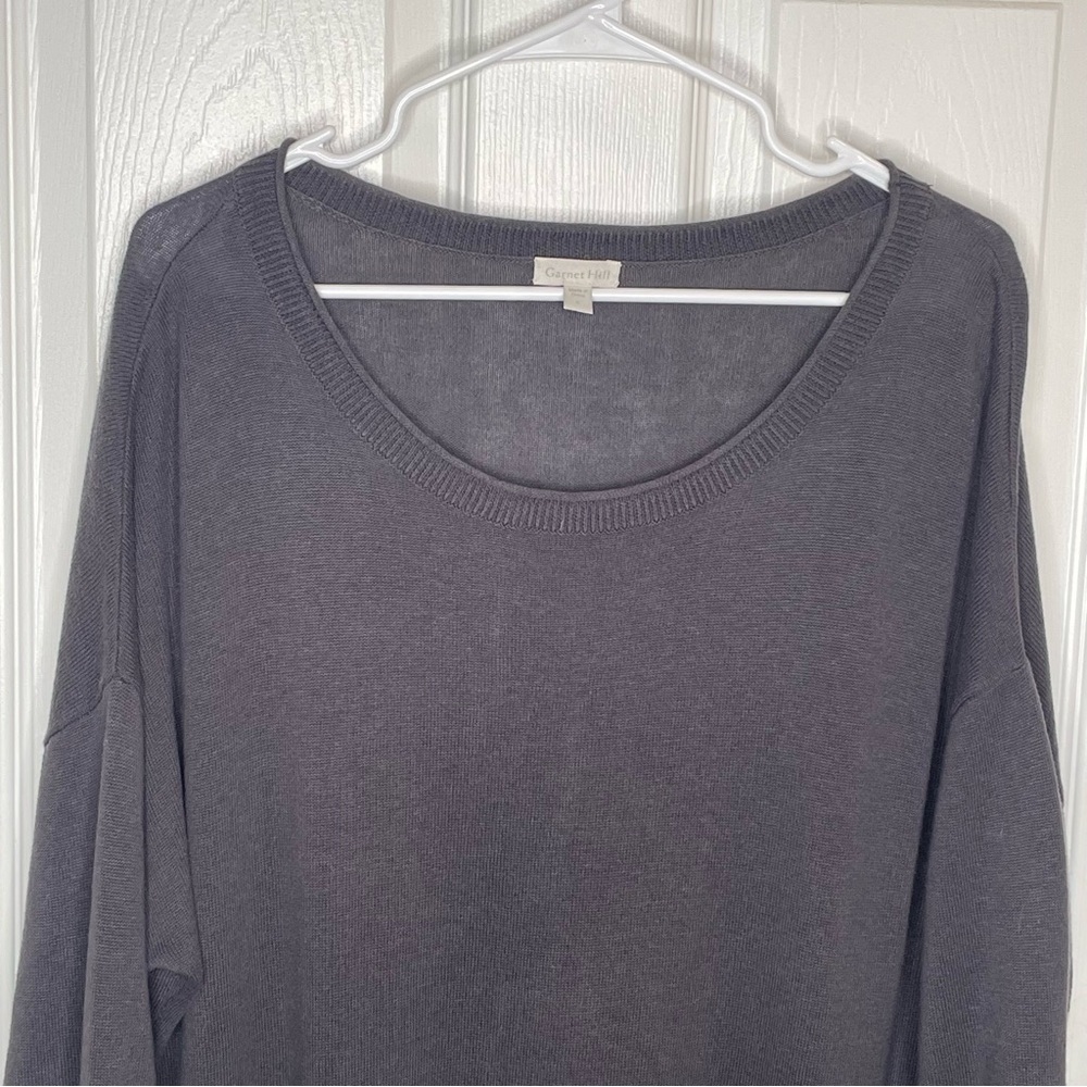 Garnet Hill Essential Scoop-Neck Sweater Dress Linen Organic Cotton Dark Gray L - Picture 3 of 13